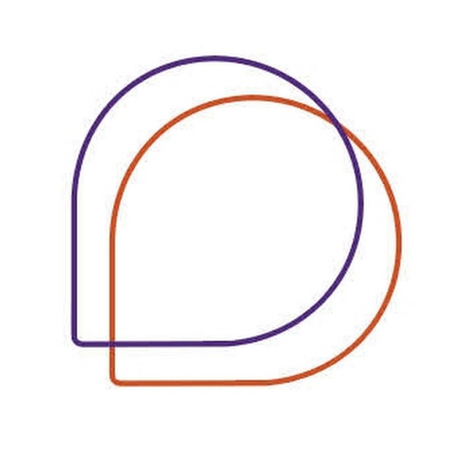 Um logotipo laranja e roxo com um d no meio.